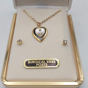 Heart Shaped Necklace with Studs Set